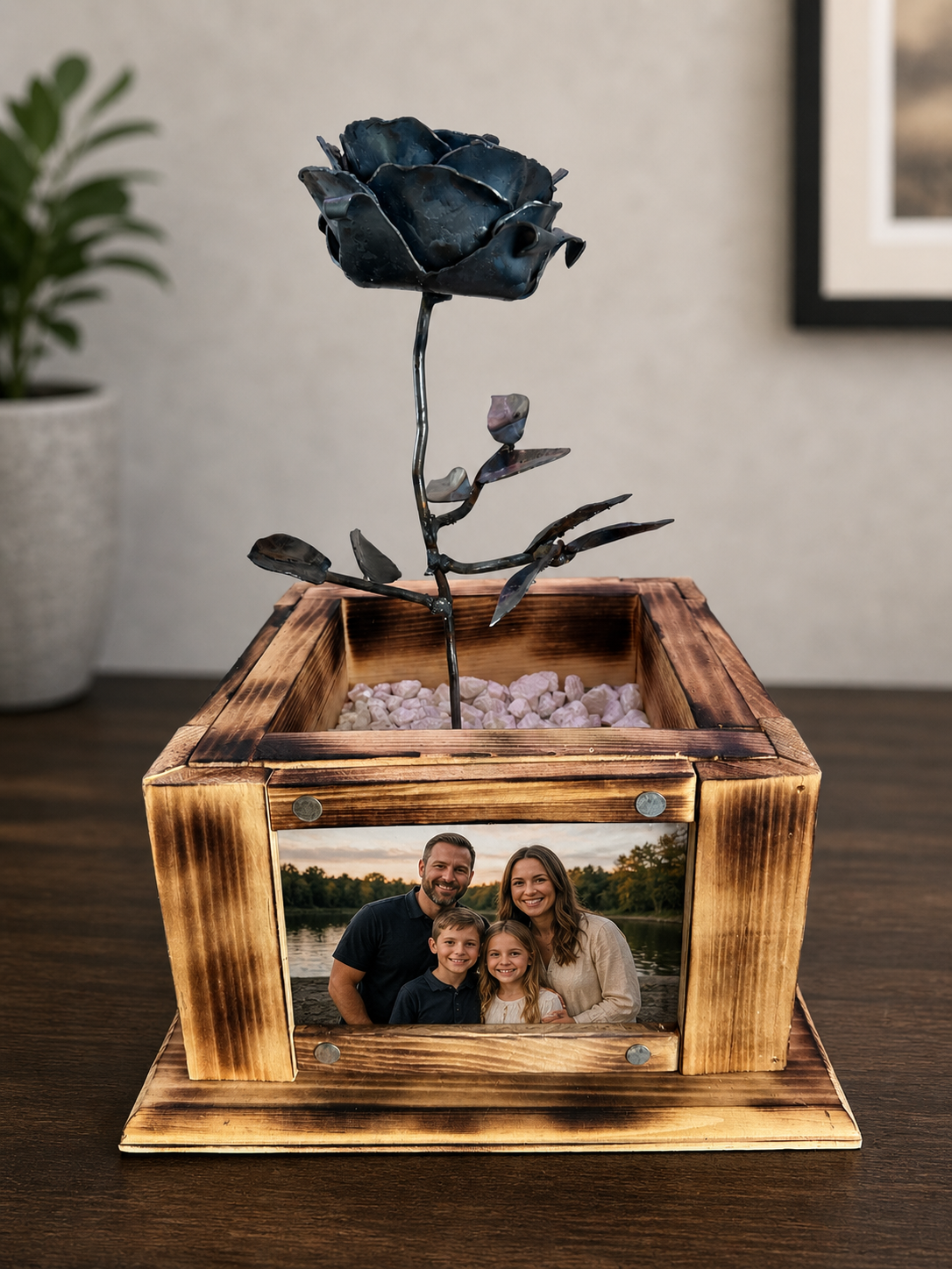 Metal rose memory box