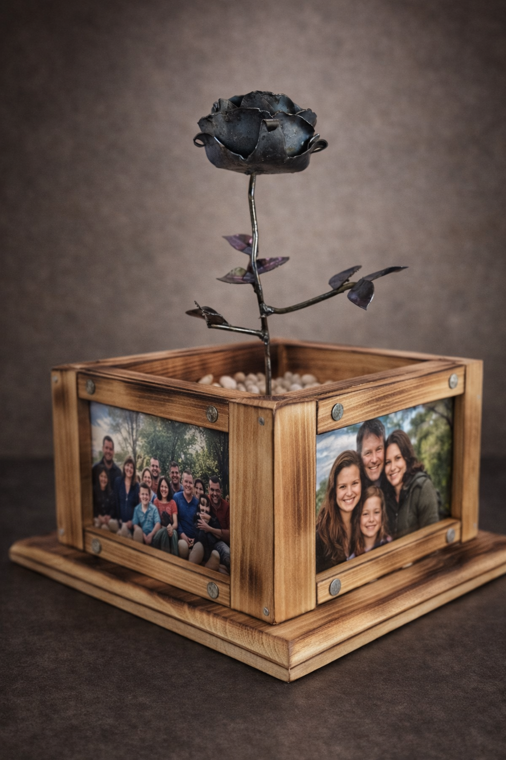 Metal rose side view