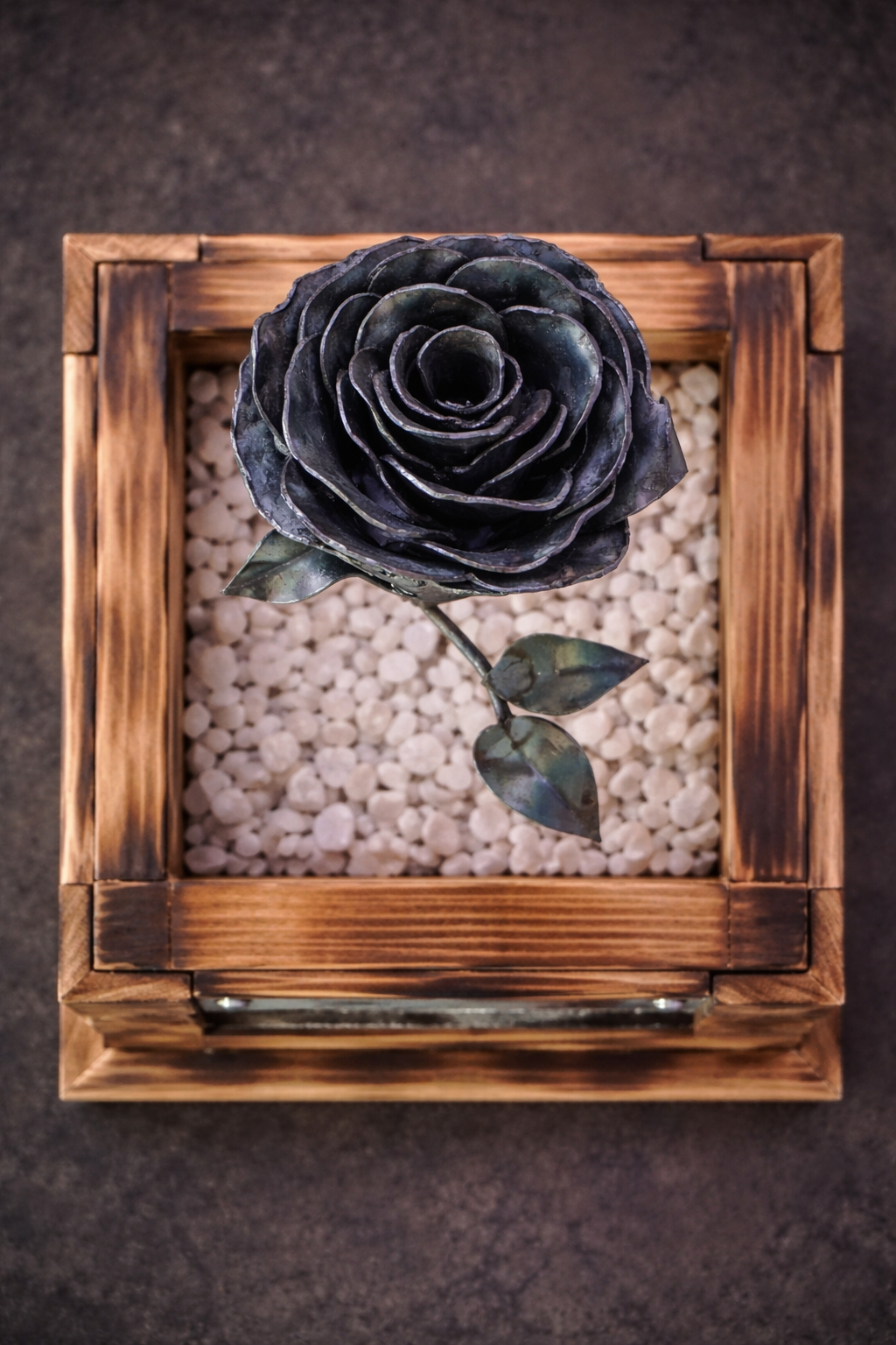 Metal rose top view