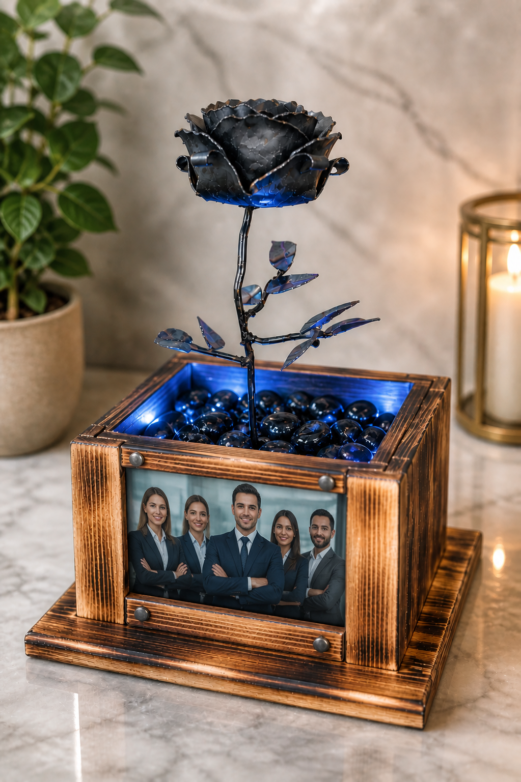 Metal rose side view