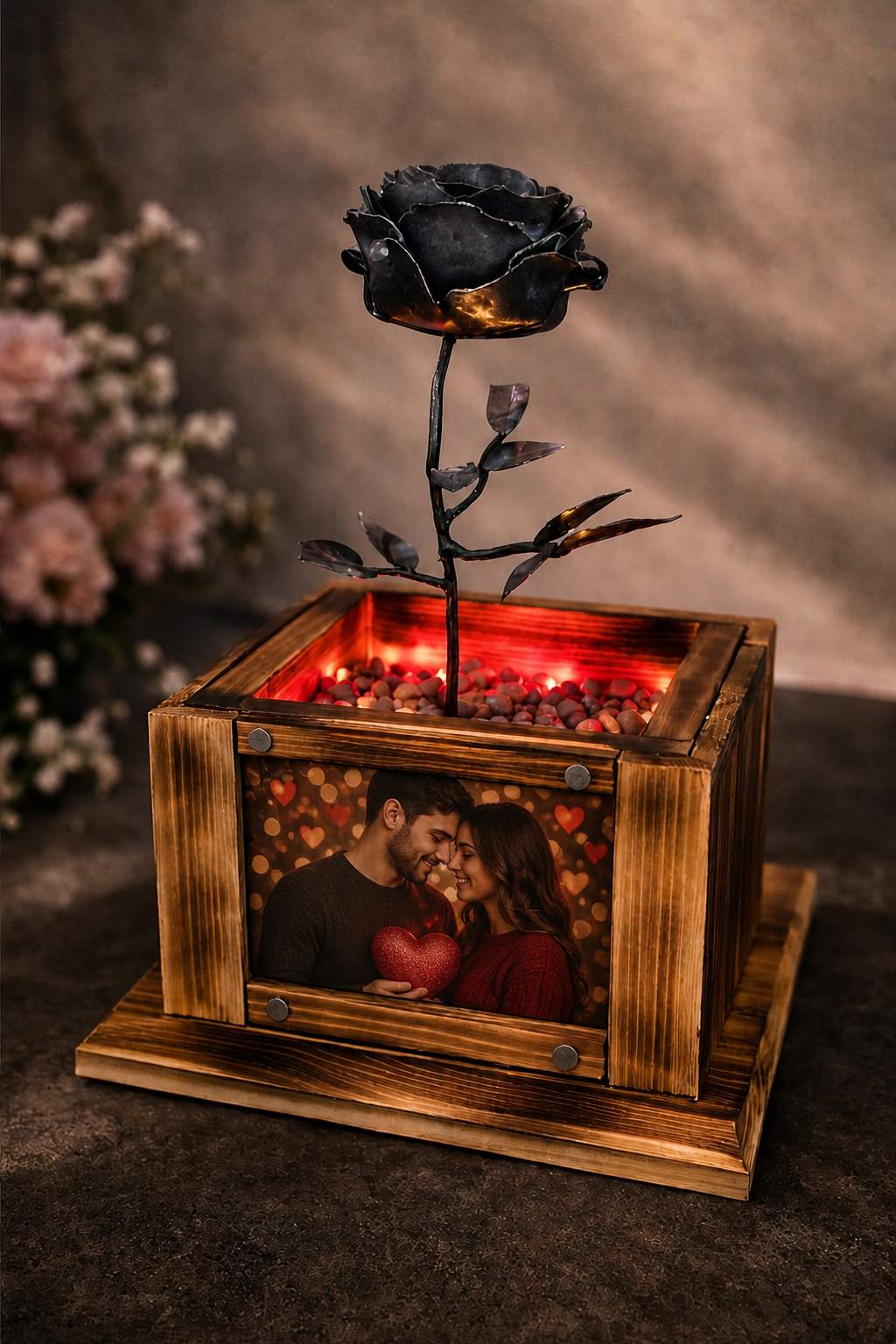 Metal rose side view